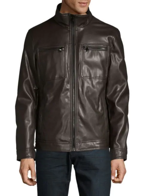 Calvin Klein Men's Faux Leather Biker Jacket