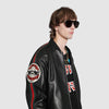 GUCCI Leather bomber jacket with patch