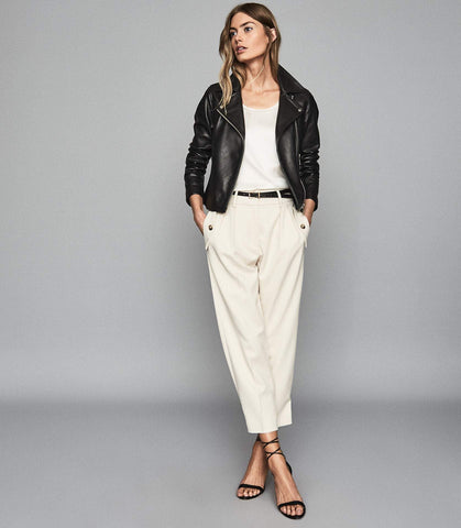 REISS GEO LEATHER BIKER JACKET