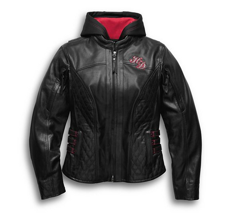 Harley Davidson Women's Scroll Skull 3-in-1 Leather Jacket Free Ship