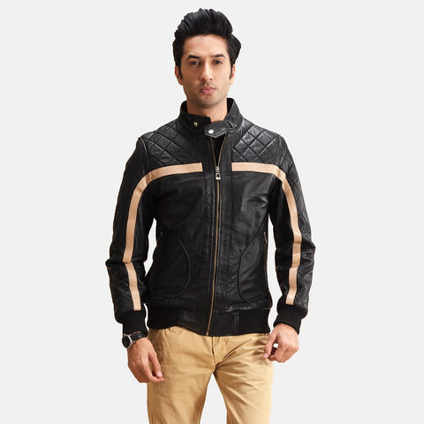Cafe Racer Danson Black Leather Bomber Jacket