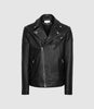 REISS MIMO LEATHER BIKER JACKET BLACK