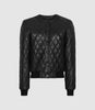 REISS OTTOLIE CROSS STITCH LEATHER BOMBER JACKET