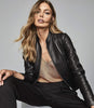REISS ALLIE LEATHER COLLARLESS BIKER JACKET
