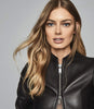 REISS ALLIE LEATHER COLLARLESS BIKER JACKET