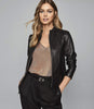 REISS ALLIE LEATHER COLLARLESS BIKER JACKET