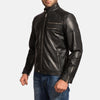 Cafe Racer Onyx Black Leather Biker Jacket