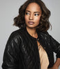 REISS OTTOLIE CROSS STITCH LEATHER BOMBER JACKET