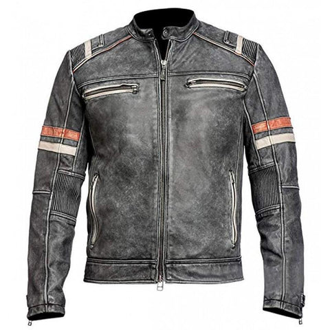Retro 3 Moto Racer Leather Jacket