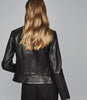 REISS ALLIE LEATHER COLLARLESS BIKER JACKET