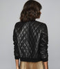 REISS OTTOLIE CROSS STITCH LEATHER BOMBER JACKET