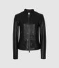 REISS ALLIE LEATHER COLLARLESS BIKER JACKET