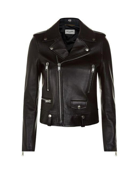 Saint Laurent Women's Black Leather Biker Jacket