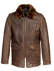 Schott Nyc Waxy Buffalo Car Coat with Mouton Collar
